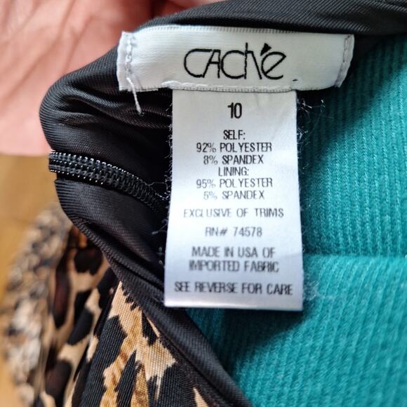 Vintage Y2K Cache Animal Print Leopard Print Bodycon Dress Ruched Women Size 10 - Picture 6 of 8